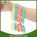 Polyester custom logo one time used promotional woven wristbands